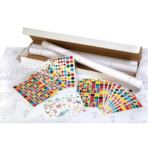 Kit 4 affiches 70x100cm, impression Noire, 48 feuilles de gommettes 4 modèles et couleurs assorties - Apli on Productcaster.