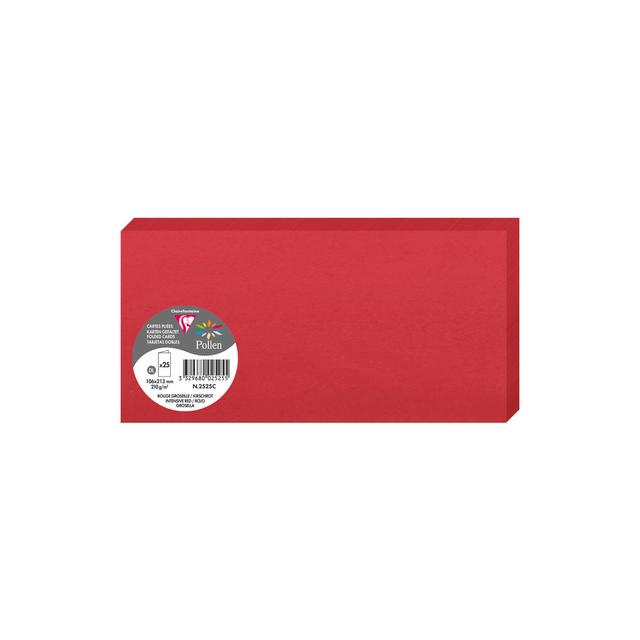 Paquet de 25 cartes pliées Pollen 106x213mm 210g/m² - Rouge cerise - Lot de 2 - Clairefontaine on Productcaster.