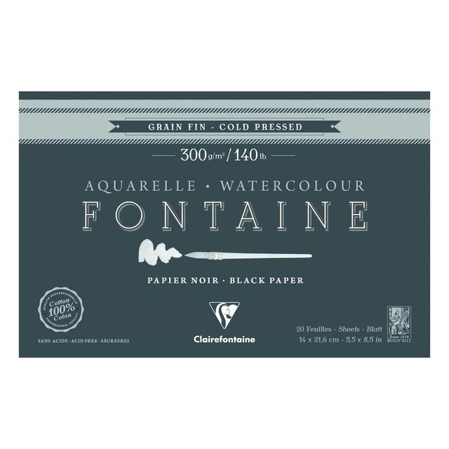 Fontaine Noir bloc collé 4 côtés 20F 14x21,6cm 300g grain fin - Lot de 2 - Clairefontaine on Productcaster.