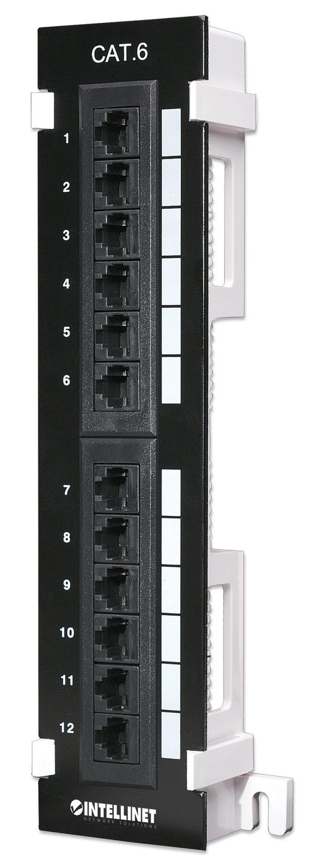 Intellinet Patch Panel, Cat6, Wall-mount, UTP, 12 Port, Black on Productcaster.