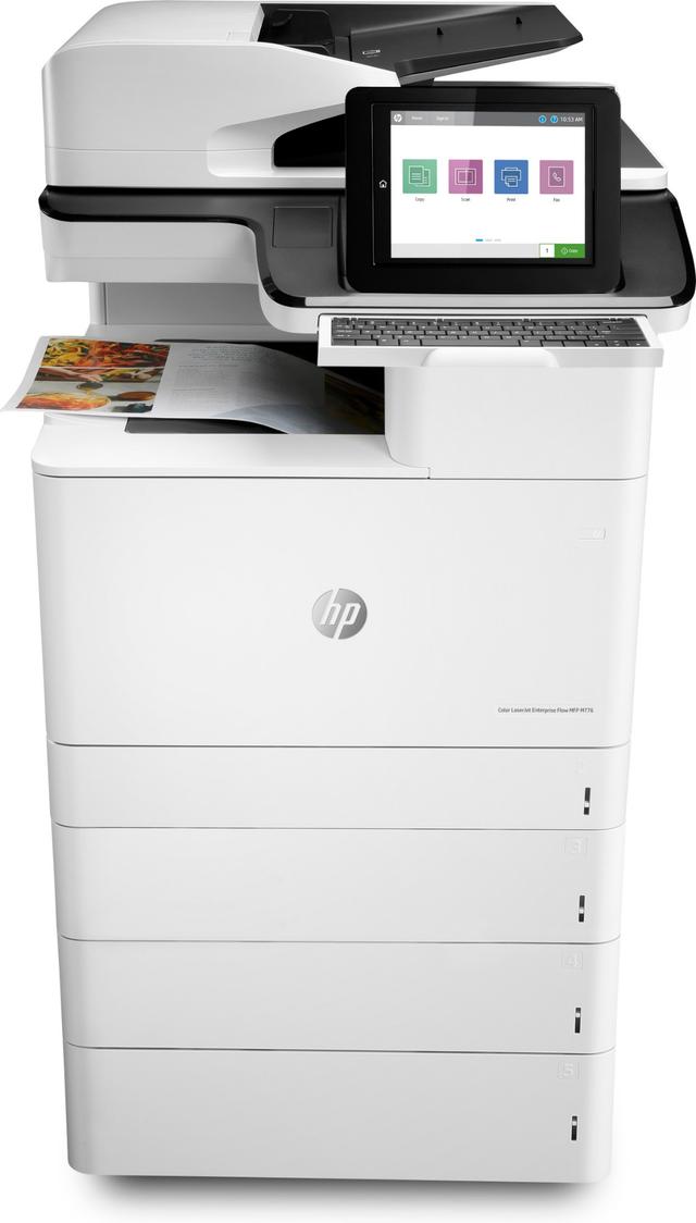 HP Color LaserJet Enterprise Flow MFP M776z, Print, copy, scan and fax, Front-facing USB printing on Productcaster.