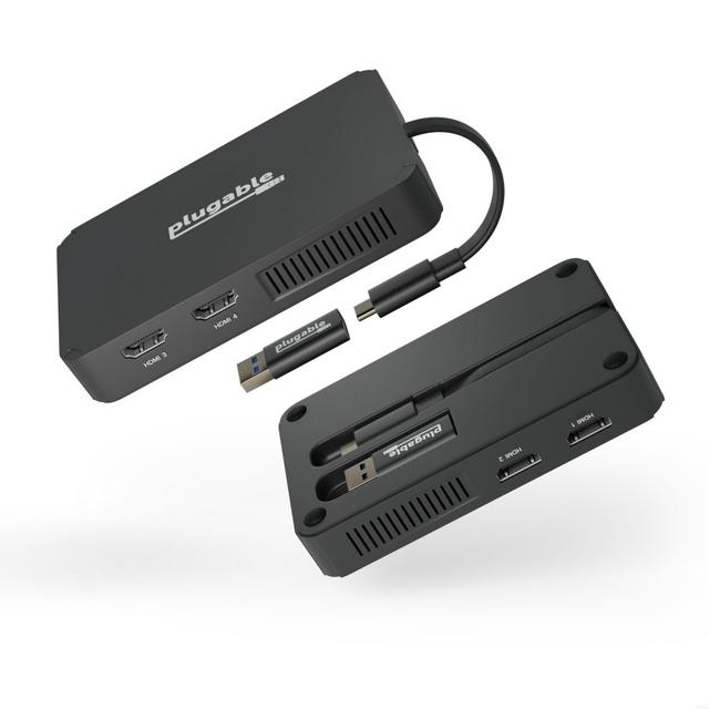 Plugable Technologies USB 3.0 or USB C to HDMI Adapter Extends to 4x Monitors Windows and Mac on Productcaster.