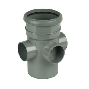 FloPlast 110mm Soil Boss Pipe Socket/Spigot - Grey on Productcaster.