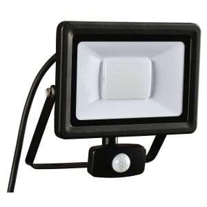 Aluminium IP44 PIR Sensor Black Finish Flood Light - 30W on Productcaster.