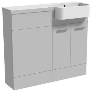 Wickes Geneva Grey P-Shaped Right Hand Freestanding Vanity & Toilet Pan Unit with Basin - 1100 x 1000mm on Productcaster.