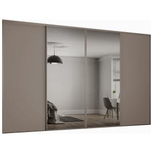 Spacepro Heritage 4 Wardrobe Door Kit Stone Grey Framed - 2x 1 Panel Shaker & 2x 1 Panel Mirror - 2370mm (W) on Productcaster.