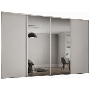 Spacepro Heritage 4 Wardrobe Door Kit Dove Grey Framed - 2x 1 Panel Shaker & 2x 1 Panel Mirror - 3586mm (W) on Productcaster.