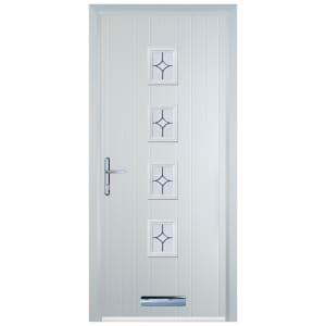 Door-Stop 4 Square White Right Hand Composite Door with Flair Glass - 840 x 2100mm on Productcaster.