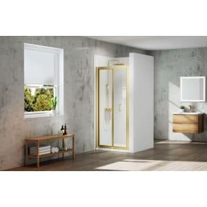 Nexa By Merlyn 6mm Framed Brushed Brass Bi-Fold Shower Door Only - 1900 x 900mm on Productcaster.