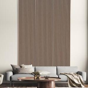 Acoustic Slat Wall HD Walnut Veneer Wood Panels - 19 x 573 x 1200mm on Productcaster.