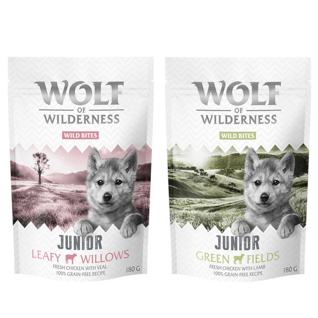 Pakiet mieszany Wolf of Wilderness Snack – Wild Bites - Pakiet Junior: jagnięcina, cielęcina, 360 g on Productcaster.