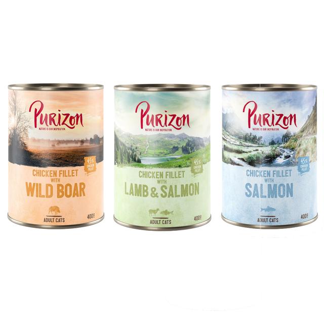 Purizon Adult, 6 x 400 g, bez zbóż - Pakiet mieszany (2 x dzik, 2 x łosoś, 2 x jagnięcina) on Productcaster.