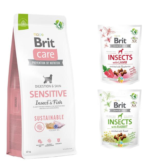 3 kg / 7 kg / 12 kg Brit Care Dog, karma sucha + Brit Care Crunchy Cracker, 2 x 200 g gratis! - Sustainable Sensitive, ryba i insekty, 12 kg on Productcaster.