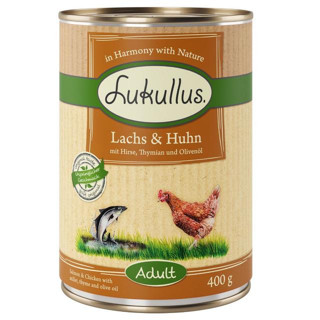 Lukullus Naturkost Adult, 6 x 400 g  - Łosoś i kurczak on Productcaster.