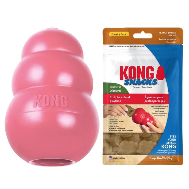 KONG: zabawki dla psa + Snacks Peanut Butter, przysmak dla psa, rozmiar S w super cenie! - Puppy, S, różowy on Productcaster.