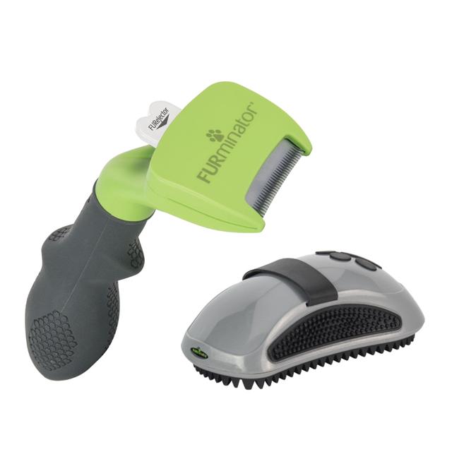 FURminator Dog deShedding Tool + Curry Comb kartáč zdarma!  - S krátkosrstá plemena- šířka hřebene 3,8 cm + Curry Comb hřeblo  cca. d 12 x š 6 x v 4 cm on Productcaster.