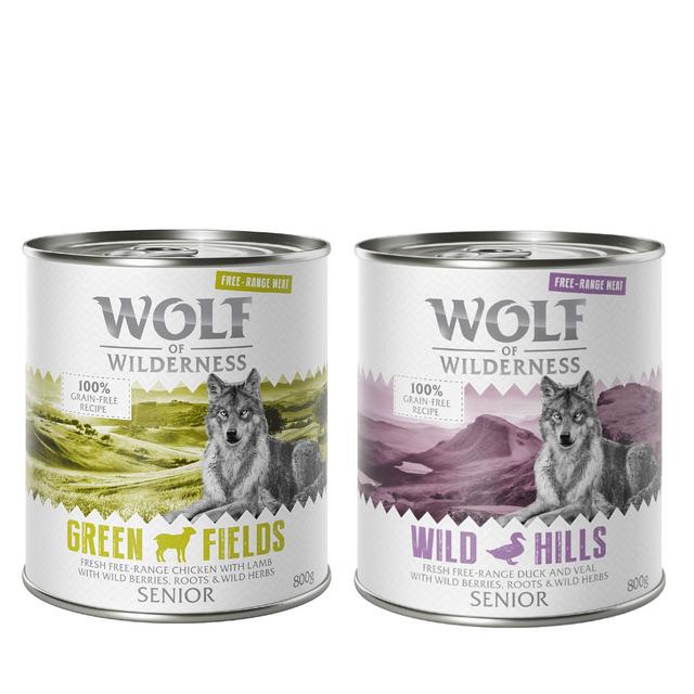 6 x 800 g míchaná balení - Wolf of Wilderness - Wolf of Wilderness Senior "Free-Range Meat" 6 x 800 g Mix on Productcaster.