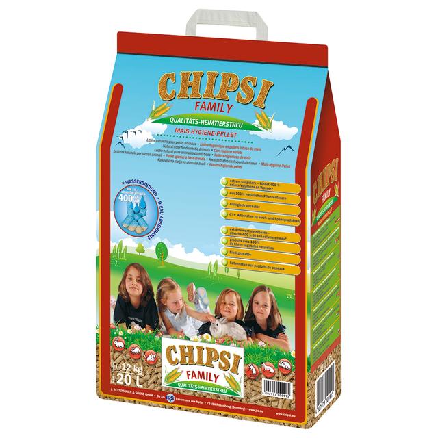 Chipsi Family podściółka - granulat kukurydziany - Podwójne opakowanie 2 x 20 litrów on Productcaster.