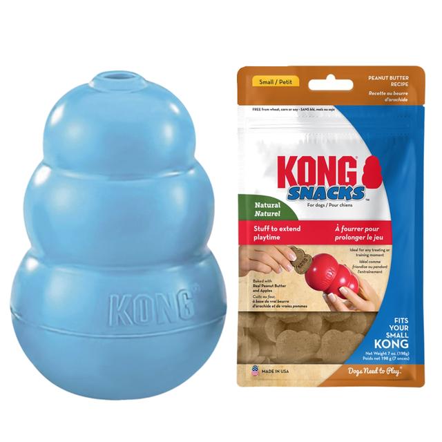 KONG: zabawki dla psa + Snacks Peanut Butter, przysmak dla psa, rozmiar S w super cenie! - Puppy, M, niebieski on Productcaster.