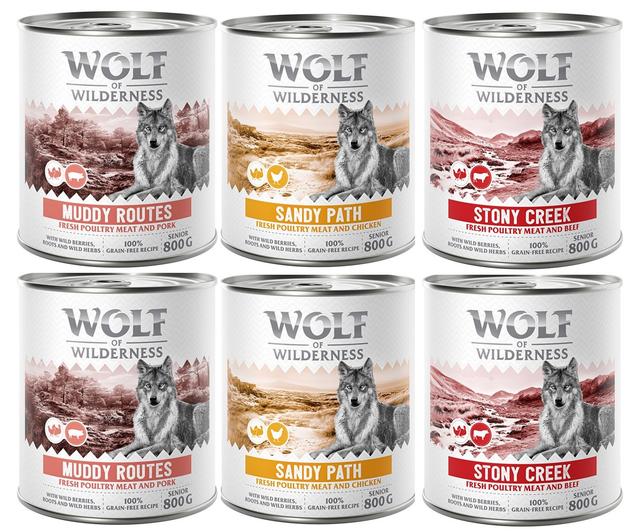 Wolf of Wilderness Senior 6 x 800 g – se spoustou čerstvé drůbeže  - míchané balení on Productcaster.