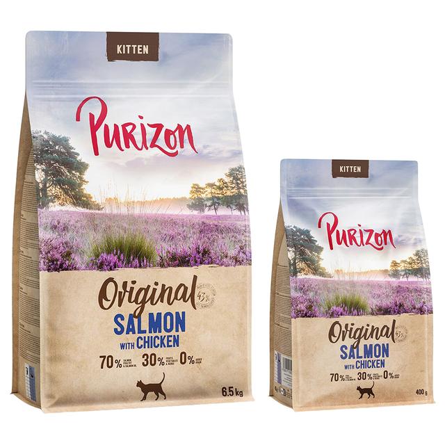 Purizon: karma sucha dla kota, 6,5 kg  + 800 g gratis! - Kitten, łosoś i kurczak - bez zbóż on Productcaster.