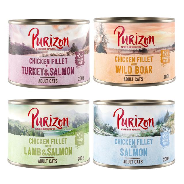 Purizon Adult, 24 x 200 g, bez zbóż - Pakiet mieszany 2 (8x łosoś, 4x jagnięcina, 8x dzik, 4x indyk) on Productcaster.