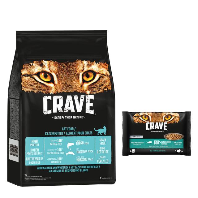 Crave granule 7 kg + Crave Pouch 4 x 85 g - 15 % sleva - s lososem & bílými rybami 7 kg + Omáčka s tuňákem 4 x 85 g on Productcaster.