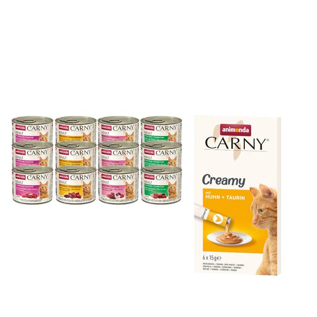 animonda Carny: mokra karma, różne rodzaje + Adult Creamy, z kurczakiem i tauryną, 6 x 15 g gratis! - Mieszany pakiet Adult, Kreacja z drobiem i wołowiną, 12 x 200 g on Productcaster.