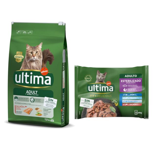 Ultima granule, 7,5 kg + Ultima kapsičky 48 x 85 g za skvělou cenu - Adult losos  7,5 kg +  48 x 85 g - rybí výběr on Productcaster.