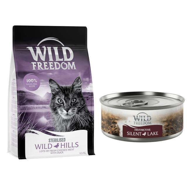 10% taniej! Wild Freedom, karma sucha dla kota, 6,5 kg + Wild Freedom Instinctive, 6 x 70 g  - Adult "Wild Hills" Sterilised, kaczka , 6,5 kg + Silent Lake – Kaczka i kurczak on Productcaster.