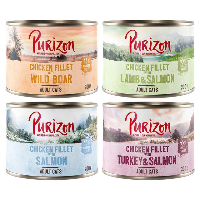 Purizon Adult, 24 x 200 g, bez zbóż - Pakiet mieszany (6x dzik, 6x łosoś, 6x jagnięcina, 6x indykiem) on Productcaster.