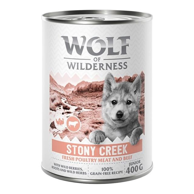 Wolf of Wilderness Junior “Expedition”, 6 x 400 g - Stony Creek - Drób z wołowiną on Productcaster.