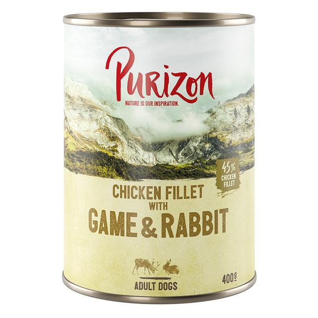 Výhodné balení Purizon Adult - bez obilovin 12 x 400 g  - Zvěřina a králičí s dýní a brusinkami on Productcaster.