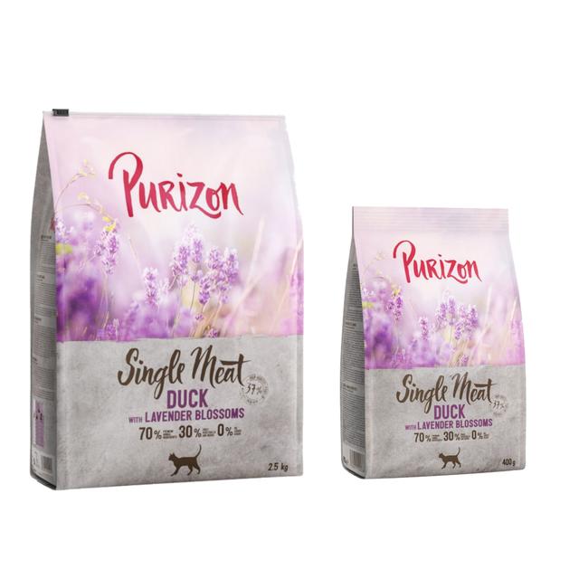 2,5 kg + 400 g gratis! Purizon, sucha karma dla kota - Single Meat, kaczka z kwiatami lawendy on Productcaster.