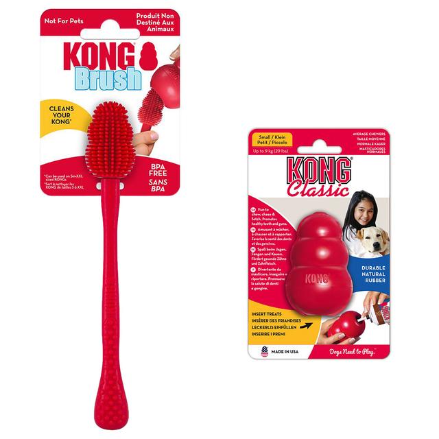 KONG Classic + KONG čisticí kartáč - výhodná sada - KONG Classic S (7 cm)+ čisticí kartáč S–XXL on Productcaster.