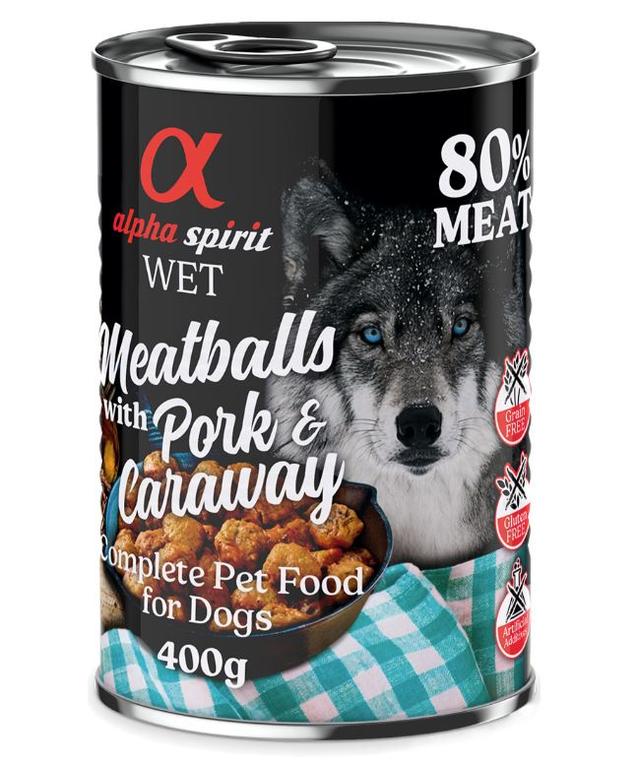 alpha spirit Dog Meatballs, 6 x 400 g - Wieprzowina z kminkiem on Productcaster.