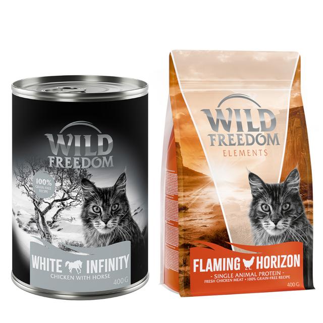 Wild Freedom 12 x 400 g + granule 400 g za skvělou cenu - White Infinity - kuřecí a koňské + Adult "Flaming Horizon" s kuřecím – bez obilovin on Productcaster.