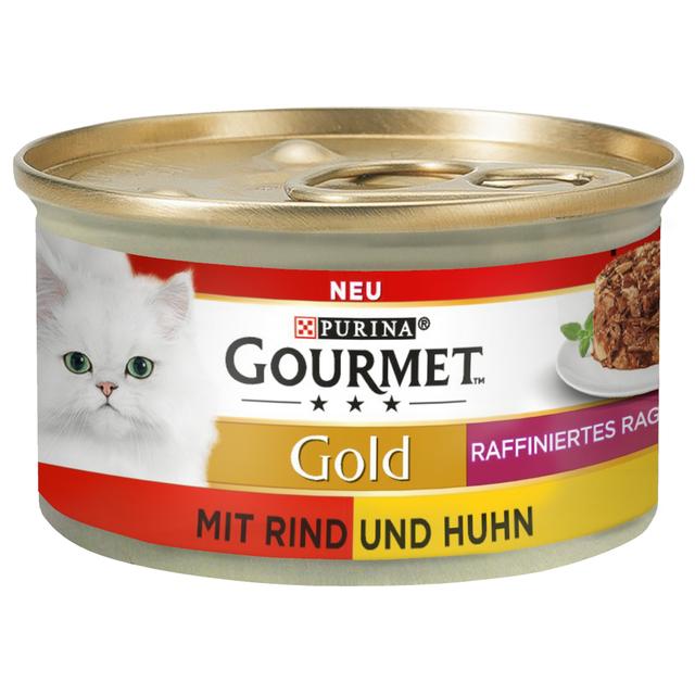 Výhodné balení Gourmet Gold Raffiniertes Ragout 4 x 12 ks (48 x 85 g) - Duo hovězí a kuřecí on Productcaster.