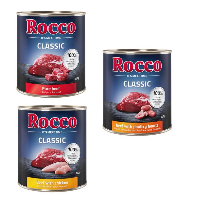 Rocco Classic balenie na skúšku 6 x 800 g - hydinový mix: hovädzie/kuracie, hovädzie/hydinové srdiečka, hovädzie/morčacie on Productcaster.