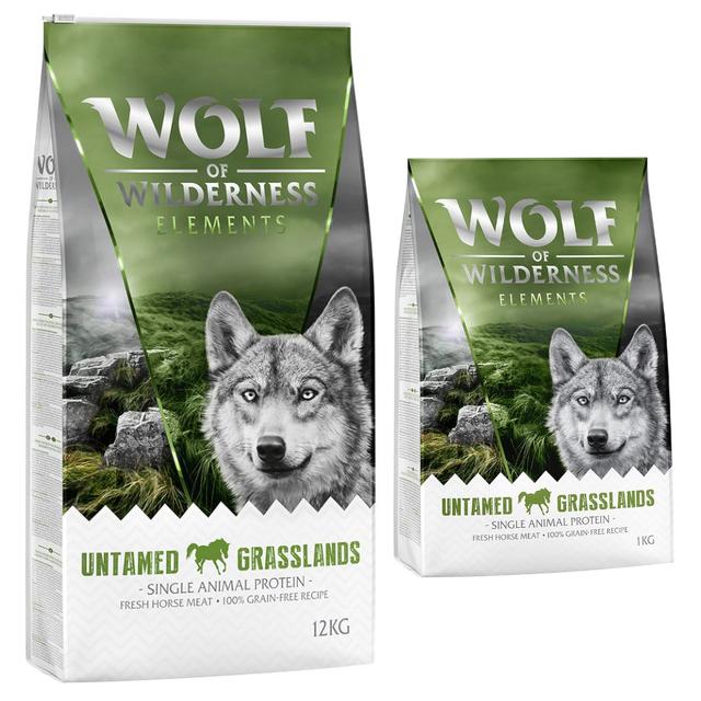 12 + 1 kg gratis! Wolf of Wilderness karma sucha dla psa, 13 kg - "Untamed Grasslands", konina - bez zbóż on Productcaster.