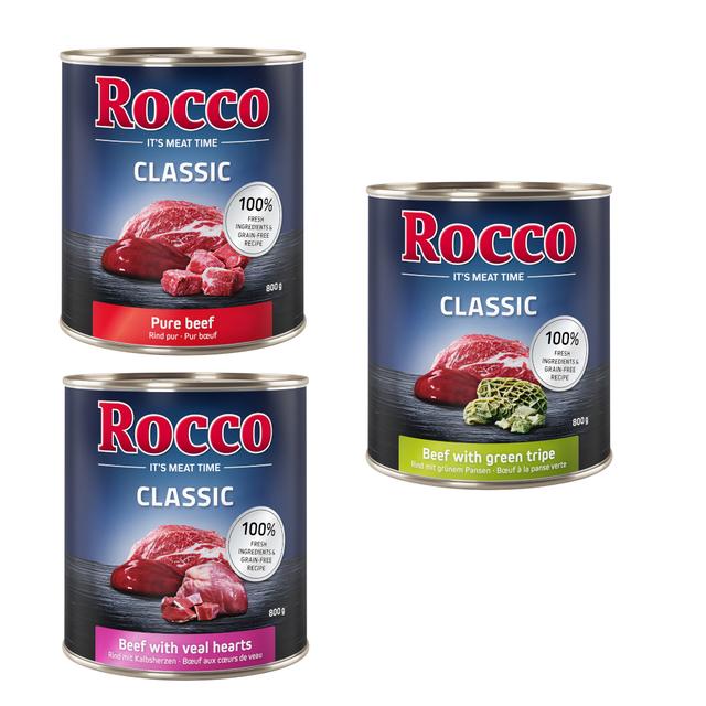 Rocco Classic balenie na skúšku 6 x 800 g - hovädzí mix: hovädzie, hovädzie/teľacie srdiečka, hovädzie/bachor on Productcaster.