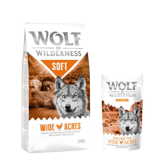 Wolf of Wilderness granule, 12 kg + Training “Explore the Wide Acres” zdarma -  Adult "Soft - Wide Acres" - kuřecí 12 kg +  “Explore the Wide Acres” s kuřecím on Productcaster.