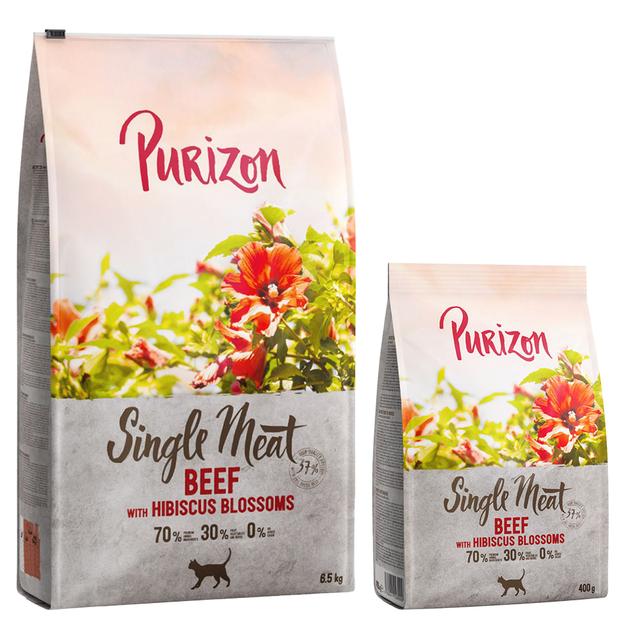 Purizon: karma sucha dla kota, 6,5 kg  + 800 g gratis! - Single Meat, wołowina z kwiatami hibiskusa on Productcaster.