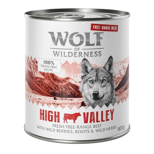 Výhodné balení Wolf of Wilderness "Free-Range Meat" 12 x 800 g - High Valley - hovězí on Productcaster.