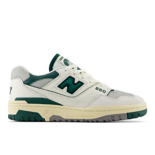 New Balance Unisex 550 in White/Green, Leather, Größe 45.5 on Productcaster.