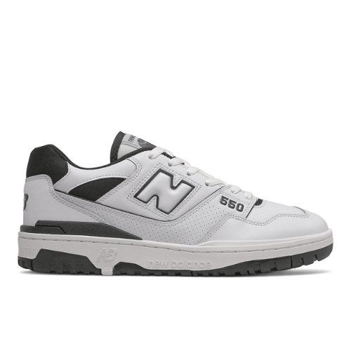 New Balance Hombre BB550 in Blanca/Negro, Leather, Talla 38.5 on Productcaster.