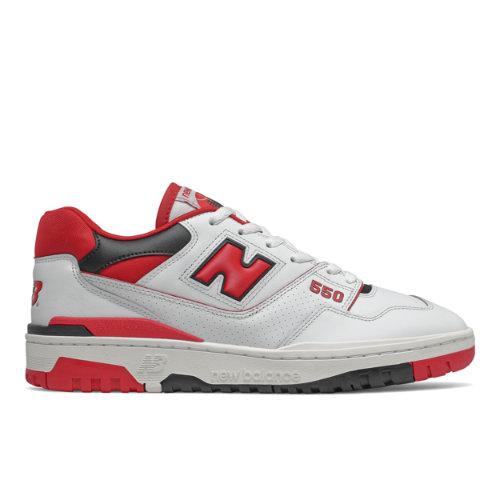 New Balance Unisex 550 in White/Red, Leather, Größe 44 on Productcaster.