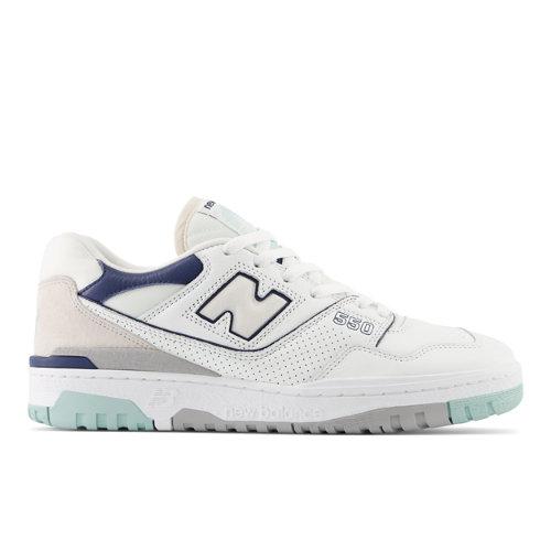 New Balance Unisex 550 en Blanca/Gris/Azul, Leather, Talla 46.5 on Productcaster.