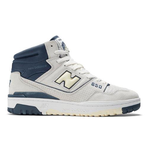 New Balance Unisex 650 in Blanca/Azul/Amarillo, Leather, Talla 44.5 on Productcaster.