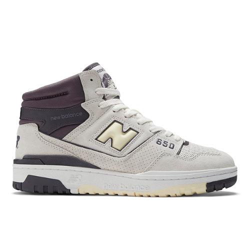 New Balance Unisex 650 in Bianca/Viola/Giallo, Leather, Taglia 37.5 on Productcaster.